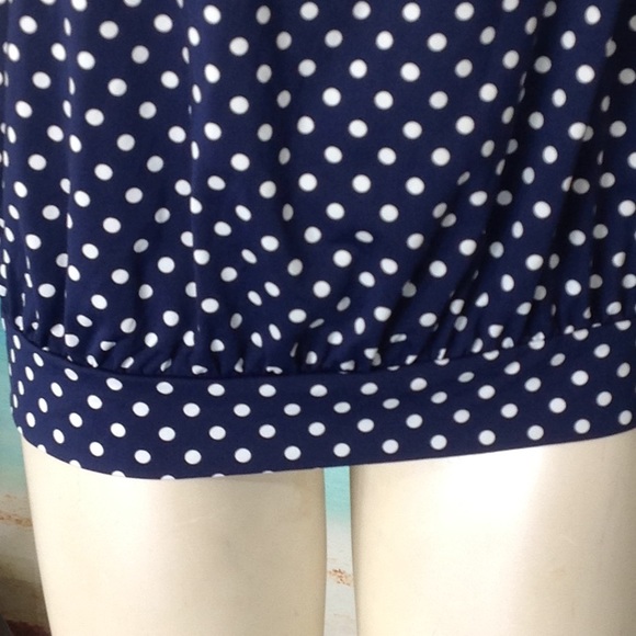 Lands' End Navy Blouson Tummy Hiddind Tankini Top - Picture 3 of 10